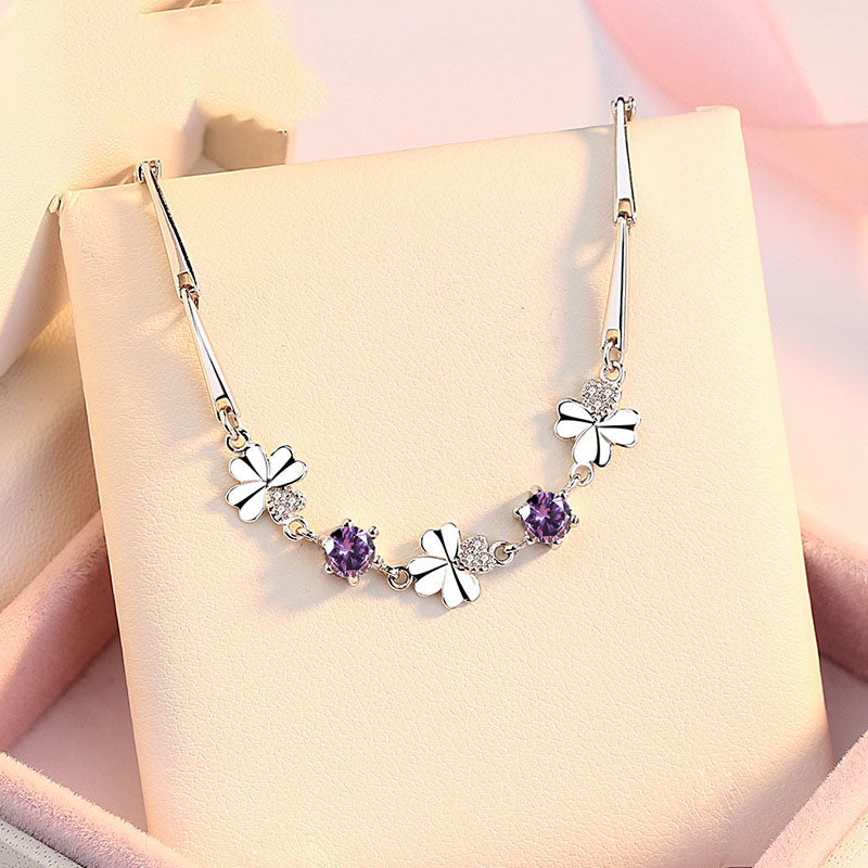 Sterling Silver Bracelet (16-19cm) Purple Bracelet Blue Bracelet Cubic Zirconia Platinum Plated Purple Sterling Silver