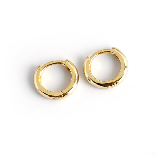 925 Sterling Silver Gold Plated Huggie Hoop Earrings | 12mm | Boxed