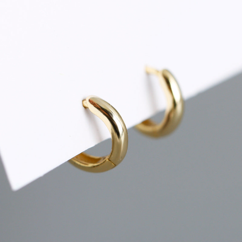 925 Sterling Silver Gold Plated Huggie Hoop Earrings | 12mm | Boxed