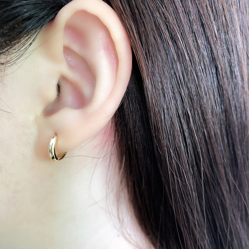 925 Sterling Silver Gold Plated Huggie Hoop Earrings | 12mm | Boxed
