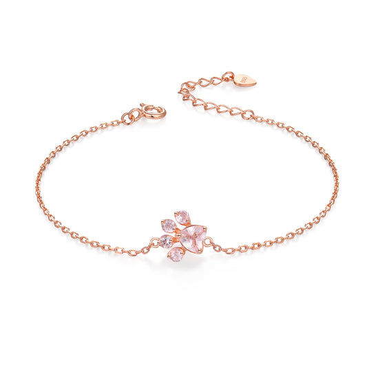 Sterling Silver Paw Print Bracelet Bracelet Bracelet Quartz Rose Gold Plated Sterling Silver