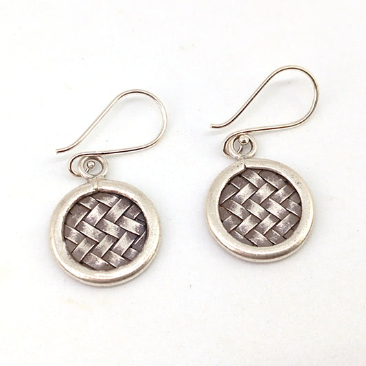 Sterling Silver Woven Dangle Earrings | Oxidized Finish | 17mm | Gift Boxed