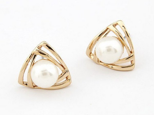 Gold Plated Imitation Pearl Stud Earrings Earrings Imitation Pearls Stud Earrings White Yellow Gold Plated