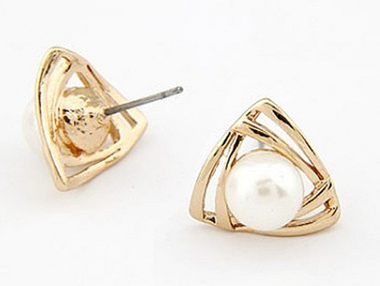 Gold Plated Imitation Pearl Stud Earrings Earrings Imitation Pearls Stud Earrings White Yellow Gold Plated