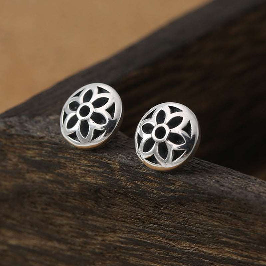 Sterling Silver Stud Earrings Earrings Floral Flower Sterling Silver Stud Earrings