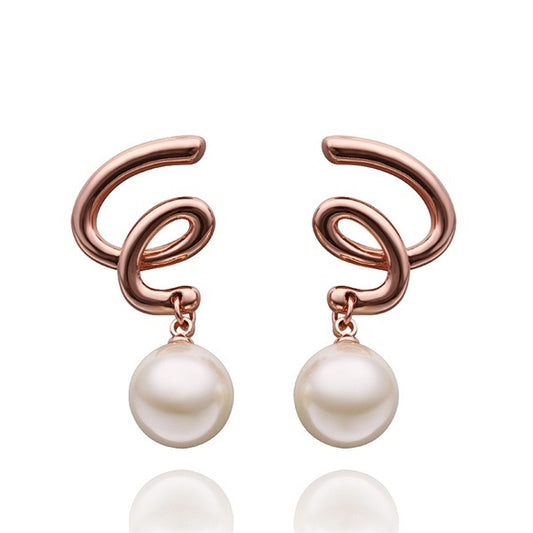 Rose Gold Plated Imitation Pearl Earrings Earrings Drop Earrings Imitation Pearls Rose Gold Plated White