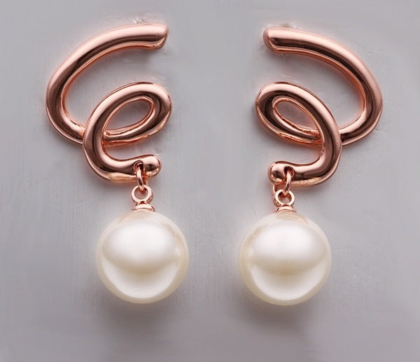 Rose Gold Plated Imitation Pearl Earrings Earrings Drop Earrings Imitation Pearls Rose Gold Plated White