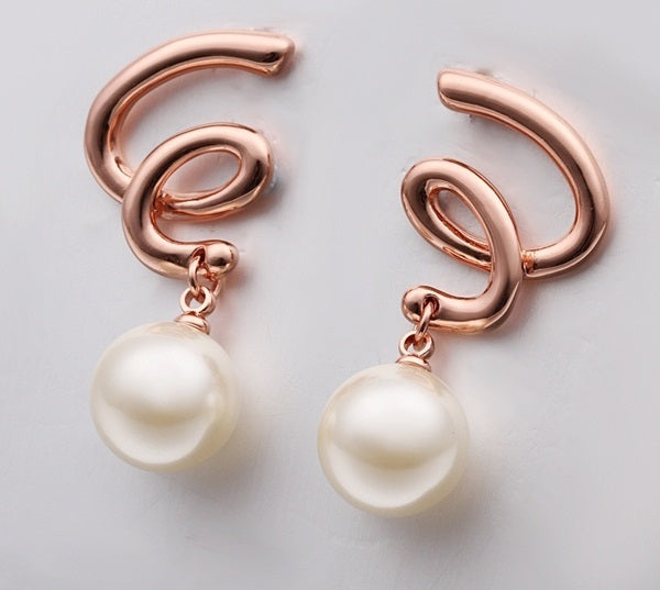 Rose Gold Plated Imitation Pearl Earrings Earrings Drop Earrings Imitation Pearls Rose Gold Plated White
