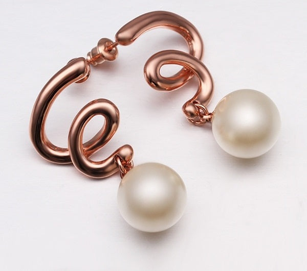 Rose Gold Plated Imitation Pearl Earrings Earrings Drop Earrings Imitation Pearls Rose Gold Plated White