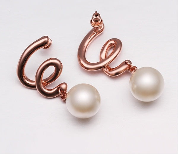 Rose Gold Plated Imitation Pearl Earrings Earrings Drop Earrings Imitation Pearls Rose Gold Plated White