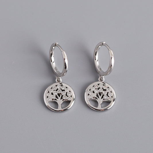 Sterling Silver Tree Earrings Platinum Plated Earrings Crystal Drop Earrings Platinum Plated Rhinestone Sterling Silver Tree Yellow Gold Plated