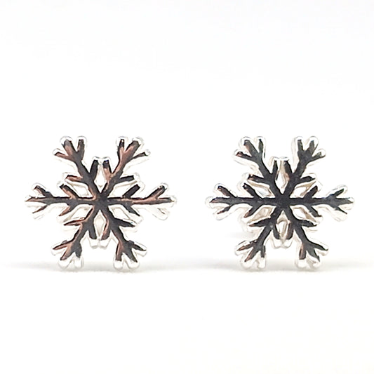 Sterling Silver Snowflake Stud Earrings | Screw-On Closure | 9-10mm | Gift Boxed
