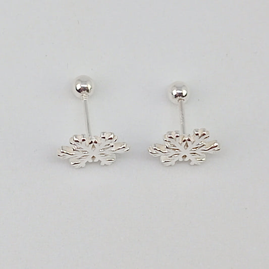 925 Sterling Silver Snowflake Stud Earrings | Screw-On Back | 9mm | Gift Boxed