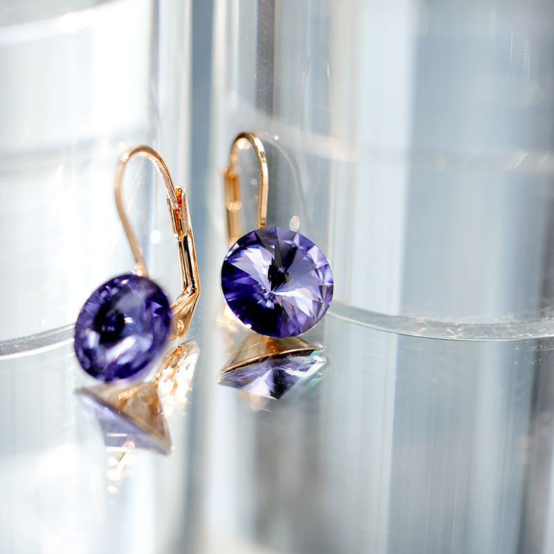 Crystal Lever Back Earrings Rose Gold Plated Purple Earrings Brass Crystal Drop Earrings Lever Back Earrings Olive Purple Red Rhinestone Rose Rose Gold Plated Royal Blue