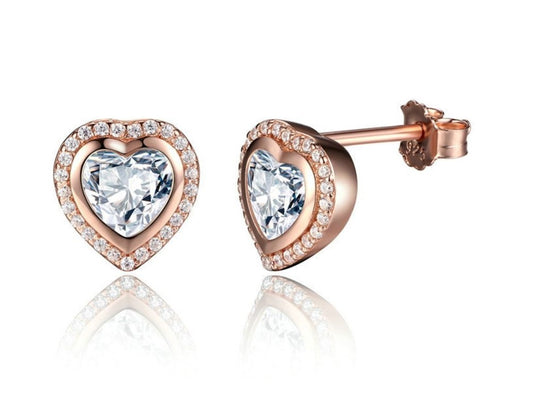 Rose Gold Plated Sterling Silver Stud Earrings Earrings Clear Cubic Zirconia Rose Gold Plated Sterling Silver Stud Earrings