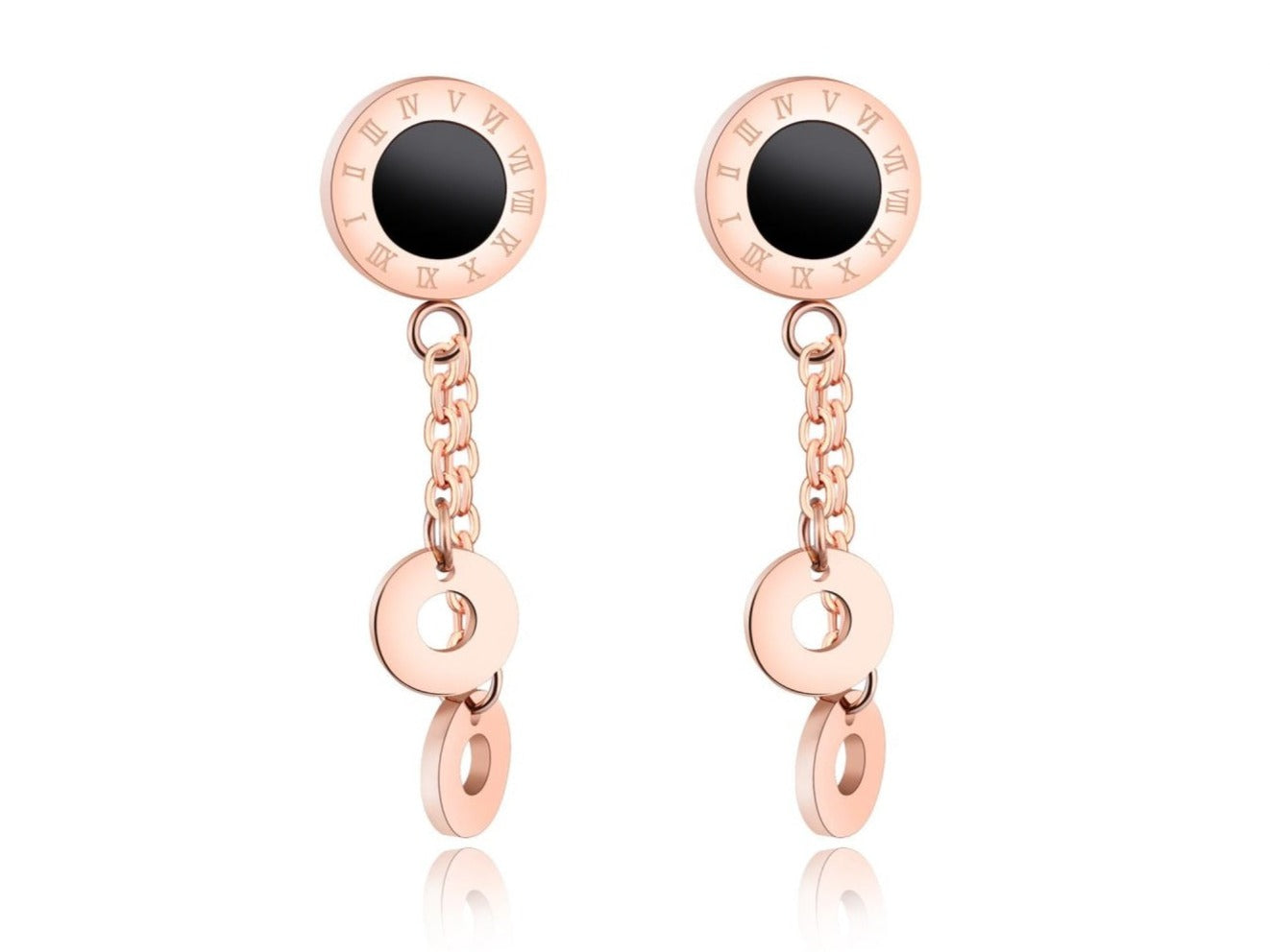 Rose Gold Plated Earrings Earrings Black Drop Earrings Rose Gold Plated Stainless Steel