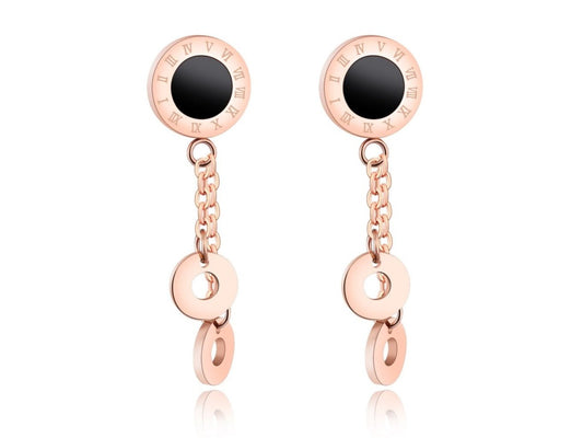 Rose Gold Plated Earrings Earrings Black Drop Earrings Rose Gold Plated Stainless Steel