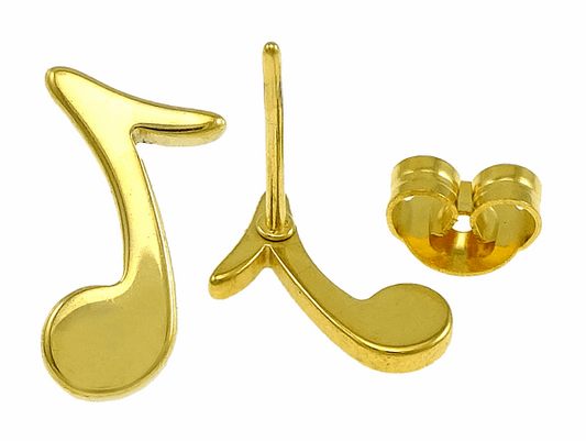 Gold Plated Musical Note Stud Earrings Earrings Stainless Steel Stud Earrings Yellow Gold Plated