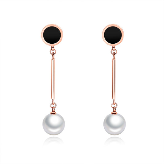 Rose Gold Plated Imitation Pearl Earrings Earrings Dangle Earrings Drop Earrings Imitation Pearls Rose Gold Plated Stainless Steel