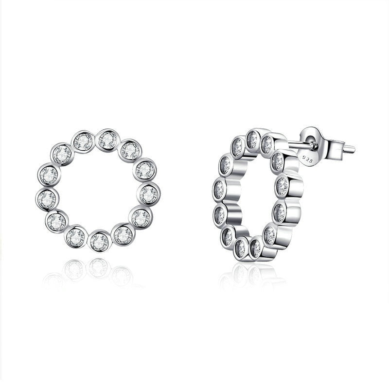 Sterling Silver Cubic Zirconia Stud Earrings Earrings Clear Cubic Zirconia Sterling Silver Stud Earrings