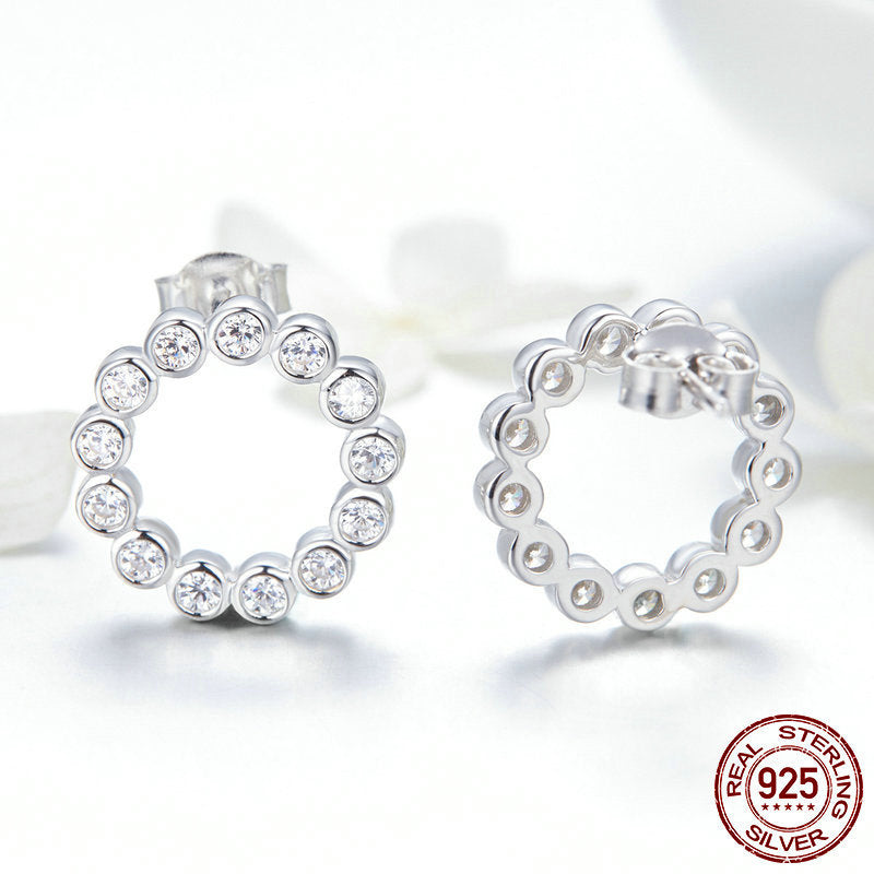 Sterling Silver Cubic Zirconia Stud Earrings Earrings Clear Cubic Zirconia Sterling Silver Stud Earrings