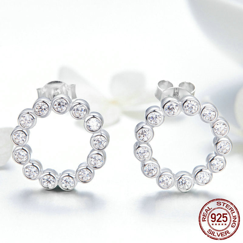 Sterling Silver Cubic Zirconia Stud Earrings Earrings Clear Cubic Zirconia Sterling Silver Stud Earrings