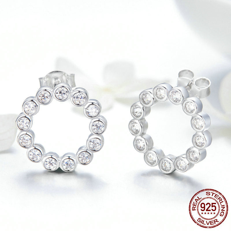 Sterling Silver Cubic Zirconia Stud Earrings Earrings Clear Cubic Zirconia Sterling Silver Stud Earrings