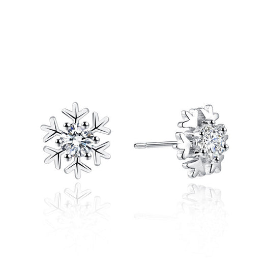 Sterling Silver Snowflake Earrings Earrings Cubic Zirconia Snowflake Sterling Silver Stud Earrings