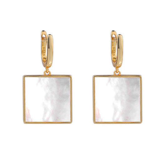 Yellow Gold Plated Sterling Silver Shell Earrings White Shell Earrings Drop Earrings Lever Back Earrings Paua Shell Sterling Silver Yellow Gold Plated