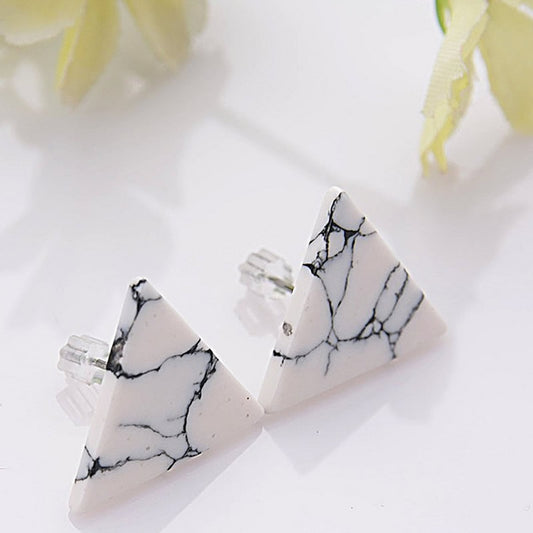 White Marble Stud Earrings Earrings Marble Stainless Steel Stud Earrings