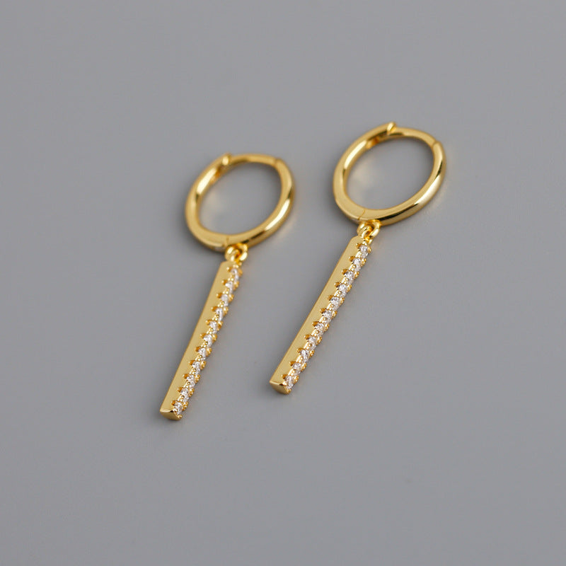 925 Sterling Silver Gold Plated CZ Lever Back Hoop Earrings | 27mm | Boxed