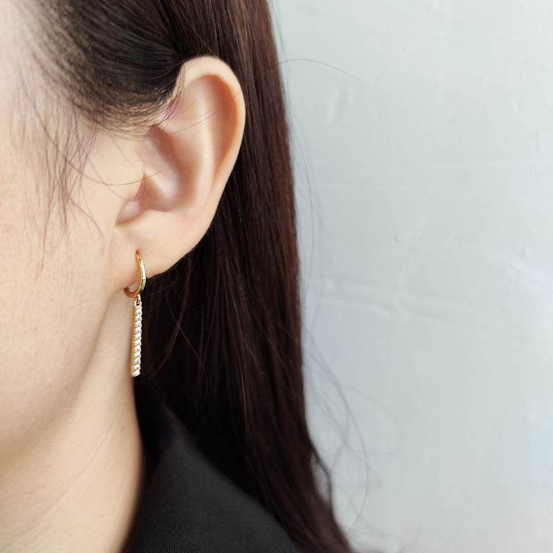 925 Sterling Silver Gold Plated CZ Lever Back Hoop Earrings | 27mm | Boxed