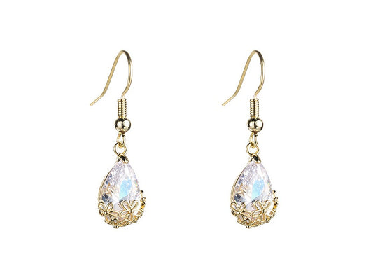 Gold Plated Sterling Silver Earrings Earrings Cubic Zirconia Drop Earrings Fish Hook Earrings Sterling Silver Yellow Gold Plated