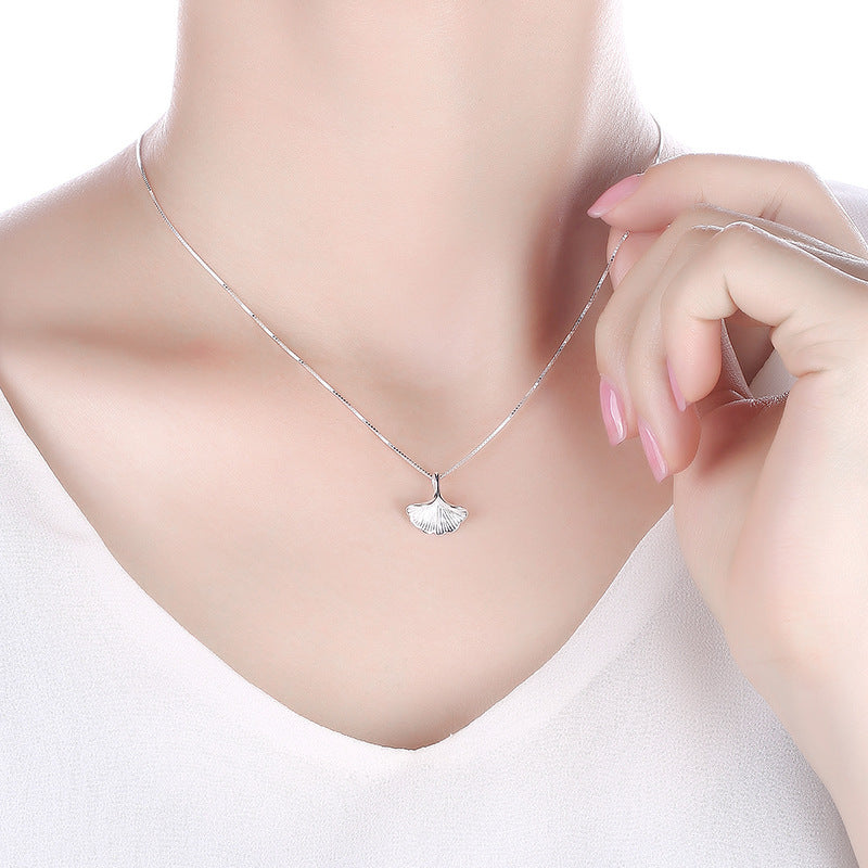 Sterling Silver Ginkgo Leaf Pendant Necklace | 40-45cm | Gift Boxed