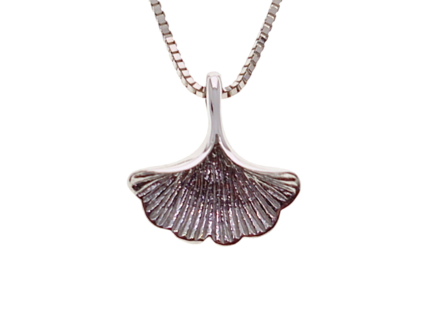 Sterling Silver Ginkgo Leaf Pendant Necklace | 40-45cm | Gift Boxed