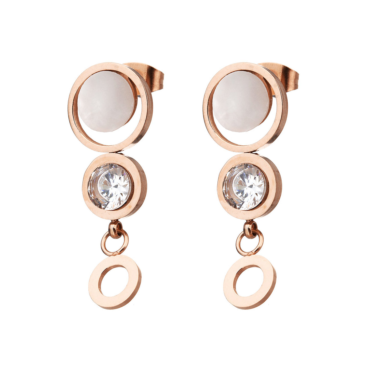 Stainless Steel CZ Drop Earrings | 34mm | Boxed