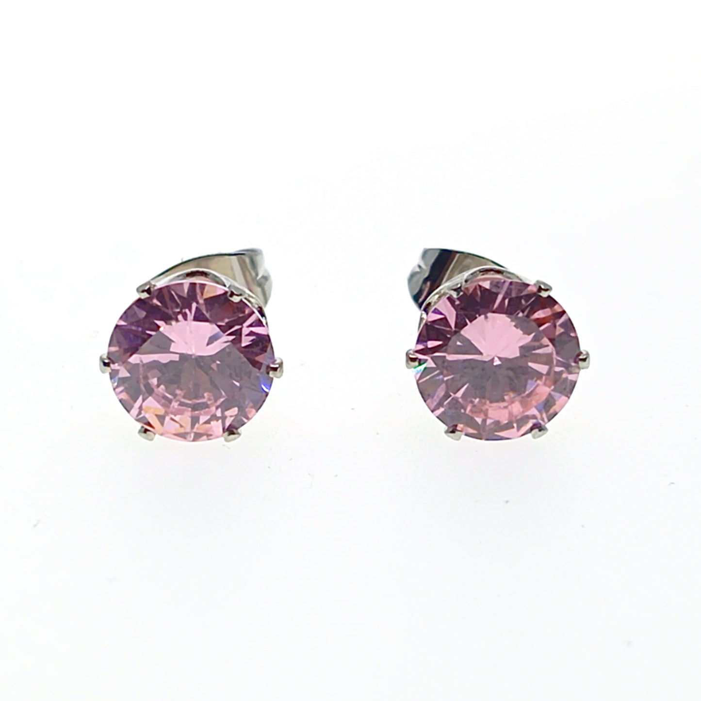 Silver Plated Crystal Stud Earrings | 8mm | Red or Pink | Gift Boxed