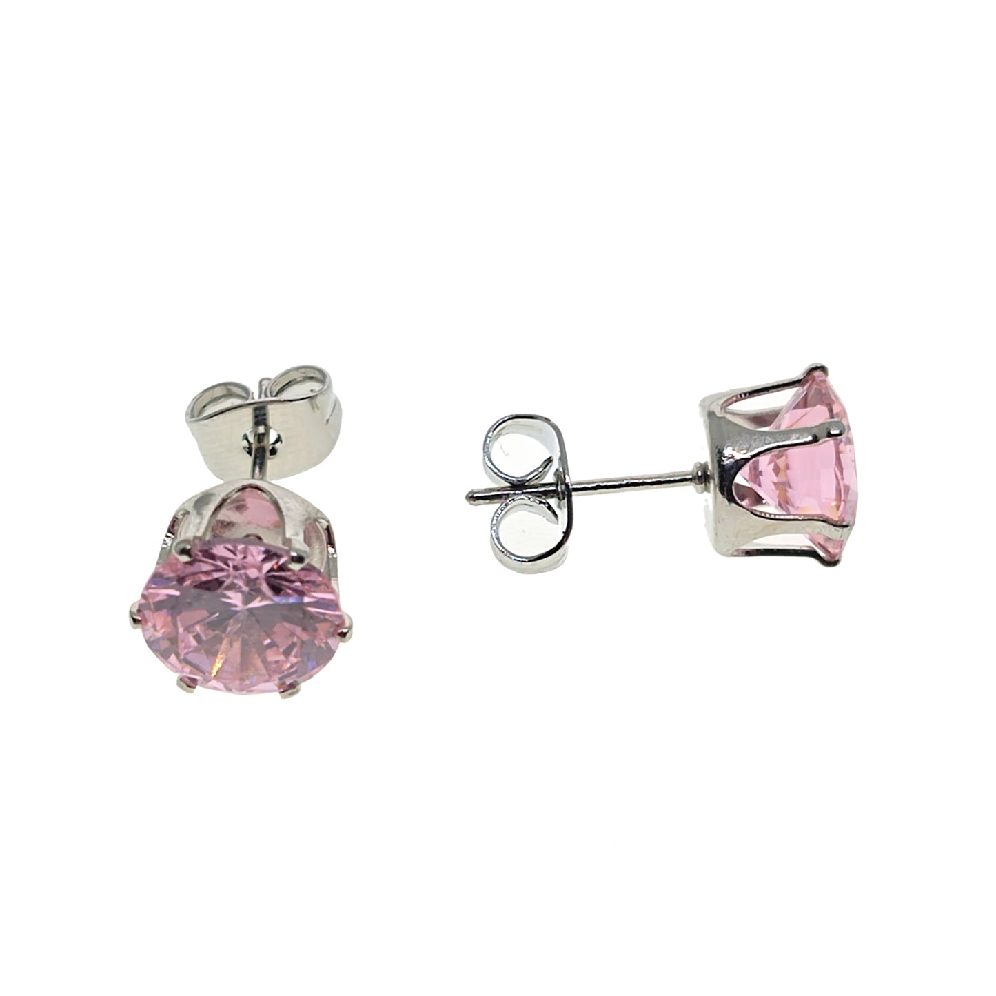 Silver Plated Crystal Stud Earrings | 8mm | Red or Pink | Gift Boxed