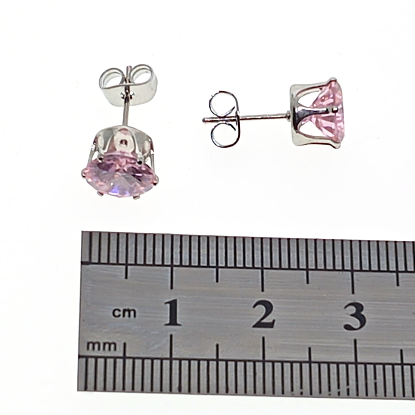 Silver Plated Crystal Stud Earrings | 8mm | Red or Pink | Gift Boxed