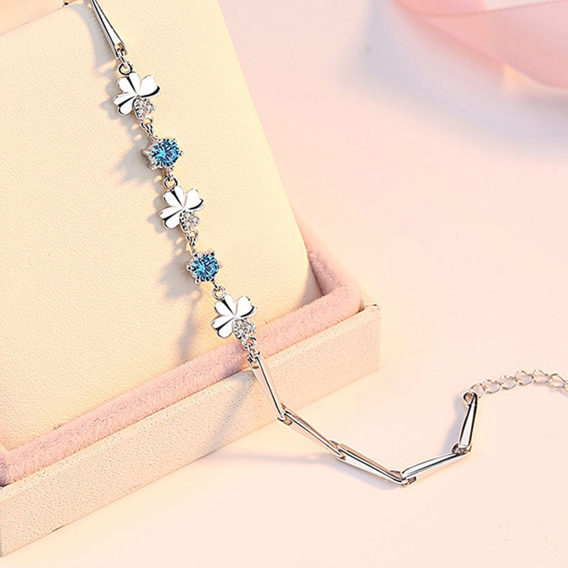 Sterling Silver Bracelet (16-19cm) Blue Bracelet Blue Bracelet Cubic Zirconia Platinum Plated Purple Sterling Silver