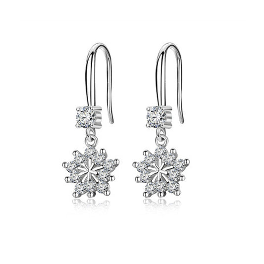 Sterling Silver Snowflake Dangle Earrings | 10x25mm | Gift Boxed