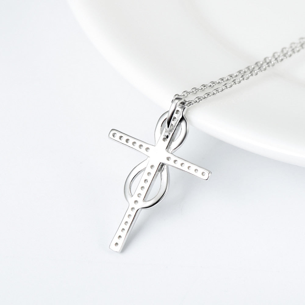 Sterling Silver Cross Pendant Necklace (45cm) Necklace Cross Cubic Zirconia Figure Eight Pendant Necklace Sterling Silver
