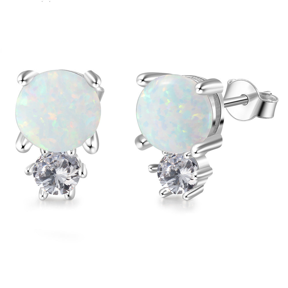 925 Sterling Silver Imitation Opal Stud Earrings | 10x6mm | Gift Boxed