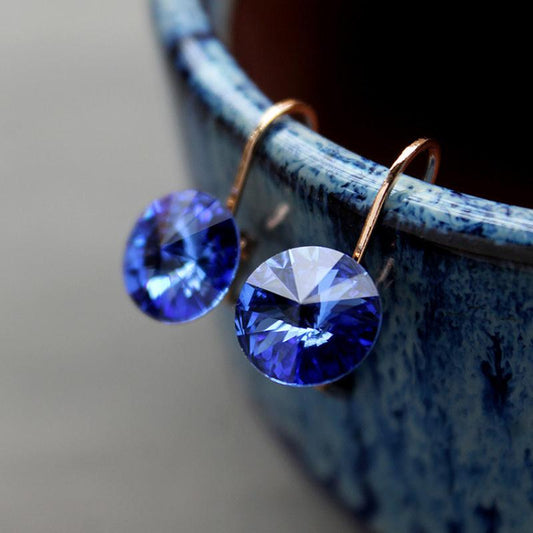 Crystal Lever Back Earrings Rose Gold Plated Royal Blue Earrings Brass Crystal Drop Earrings Lever Back Earrings Olive Purple Red Rhinestone Rose Rose Gold Plated Royal Blue