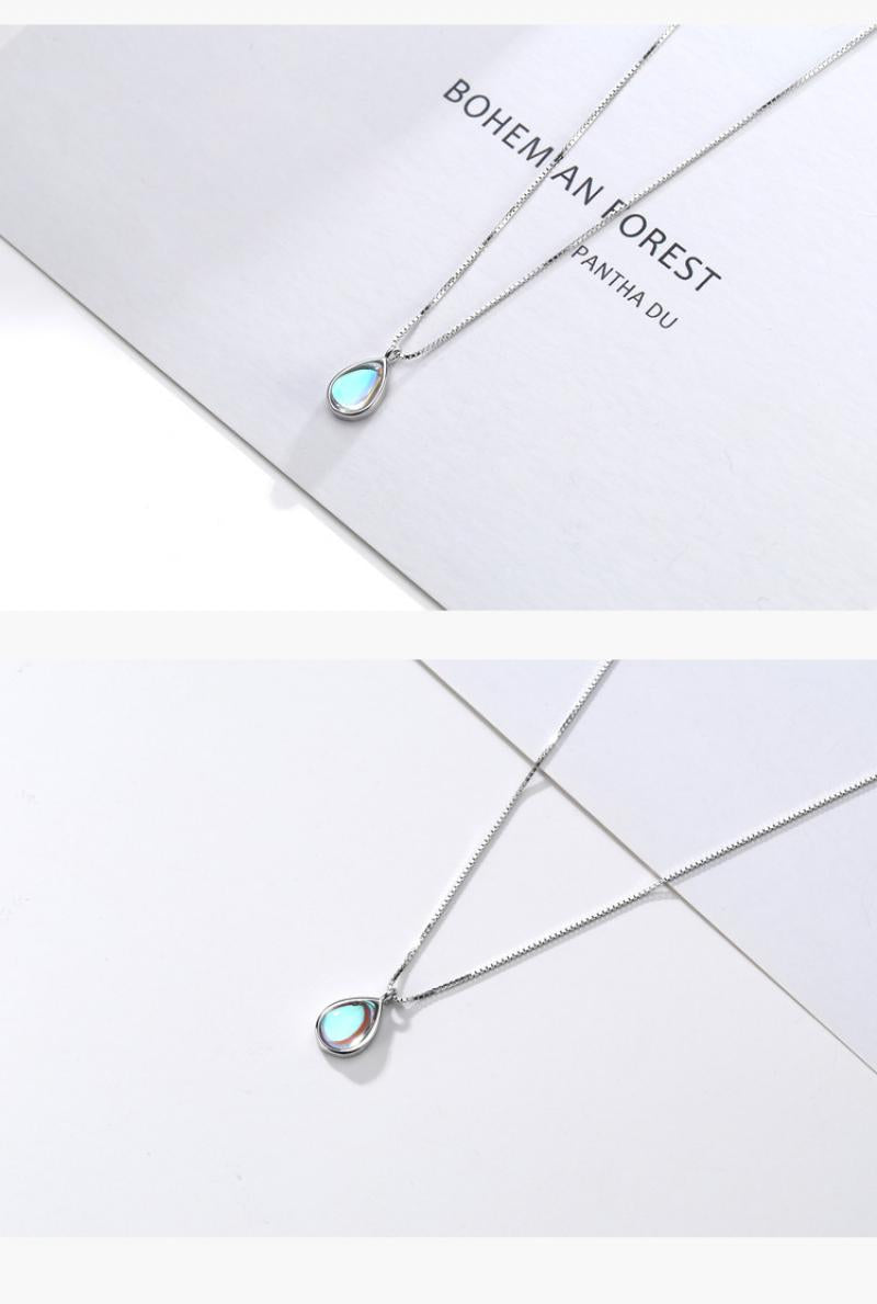 Sterling Silver Pendant Necklace (Moonstone) Necklace Opalite Pendant Necklace Sterling Silver