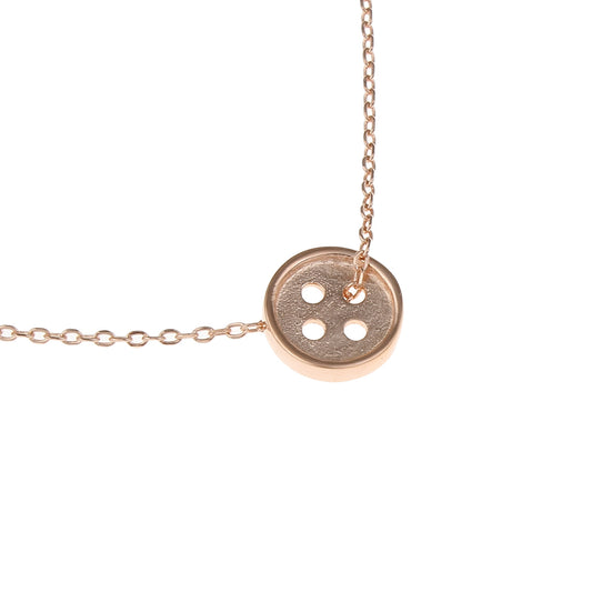 Rose Gold Plated Sterling Silver Button Pendant Necklace | 42cm | Gift Boxed