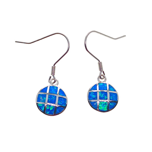 925 Sterling Silver Blue Lab Opal Drop Earrings | 32mm | Gift Boxed