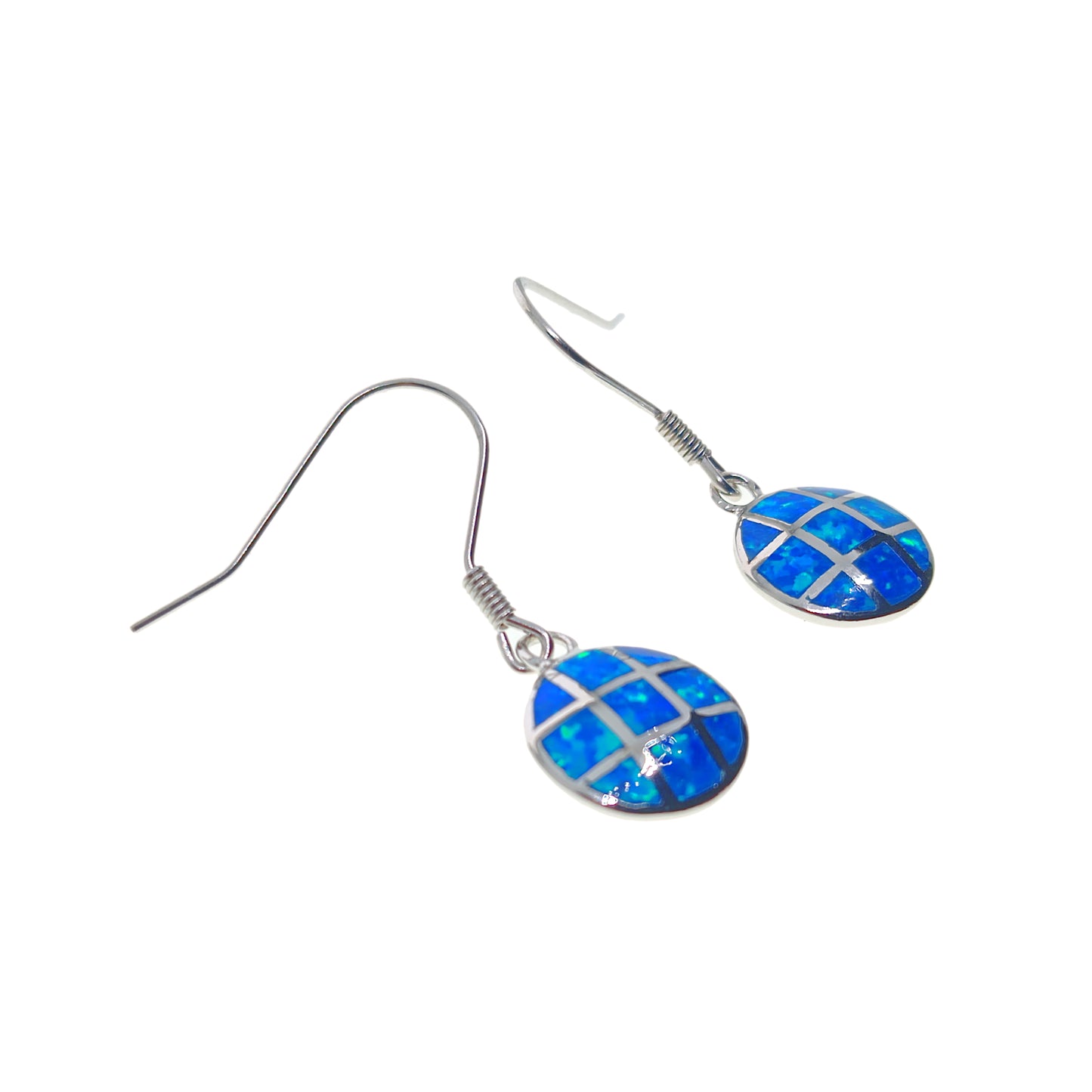 925 Sterling Silver Blue Lab Opal Drop Earrings | 32mm | Gift Boxed