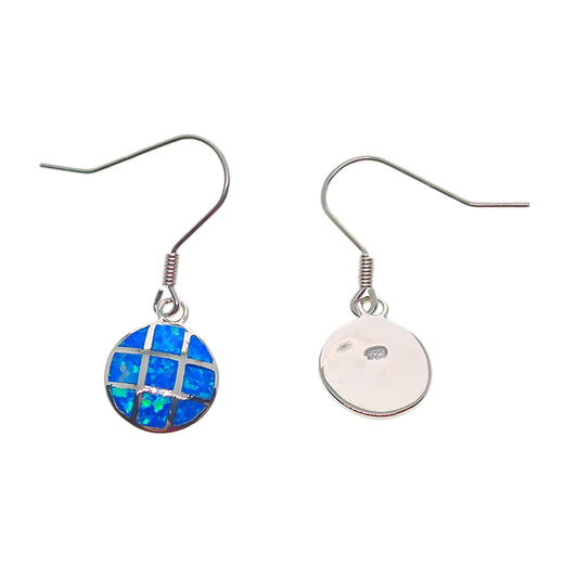 925 Sterling Silver Blue Lab Opal Drop Earrings | 32mm | Gift Boxed
