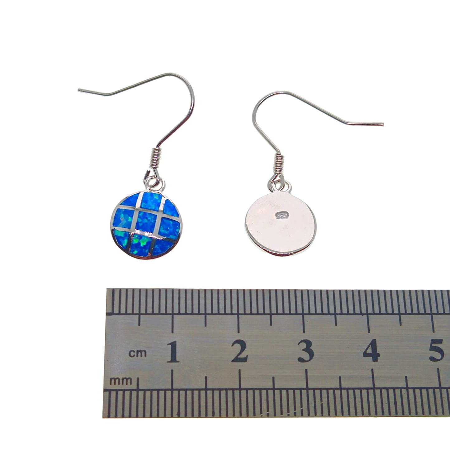 925 Sterling Silver Blue Lab Opal Drop Earrings | 32mm | Gift Boxed